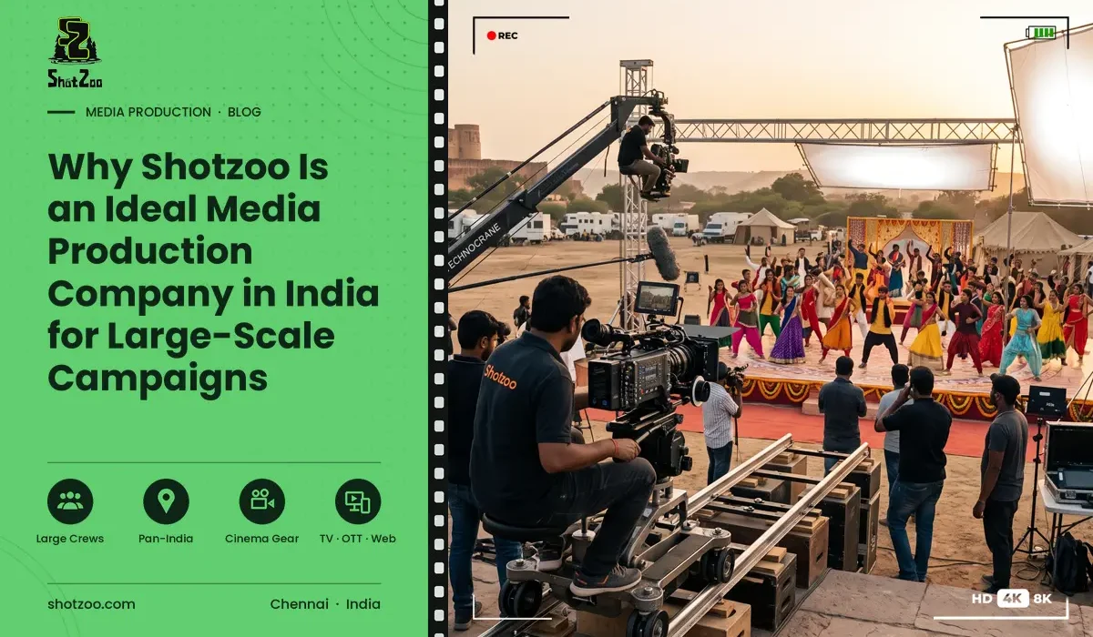 Media production team filming a commercial in India